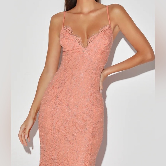 Lulus Dresses & Skirts - Lulu's Coral Lace Dress